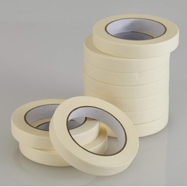 Lichamp Masking Tape 10 Pack General Purpose Beige White Color, 0.75 inch x 55 Yards x 10 Rolls (550 Total Yards), for Painting, Home, Office, School Stationery, Arts, Crafts etc. (3004)