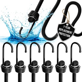 VBEST Long Bungee Cords Heavy Duty Outdoor - 6 Pieces Set of Large Bungee Cords with Hooks 60 Inch - 5 ft Black Bungie Chords