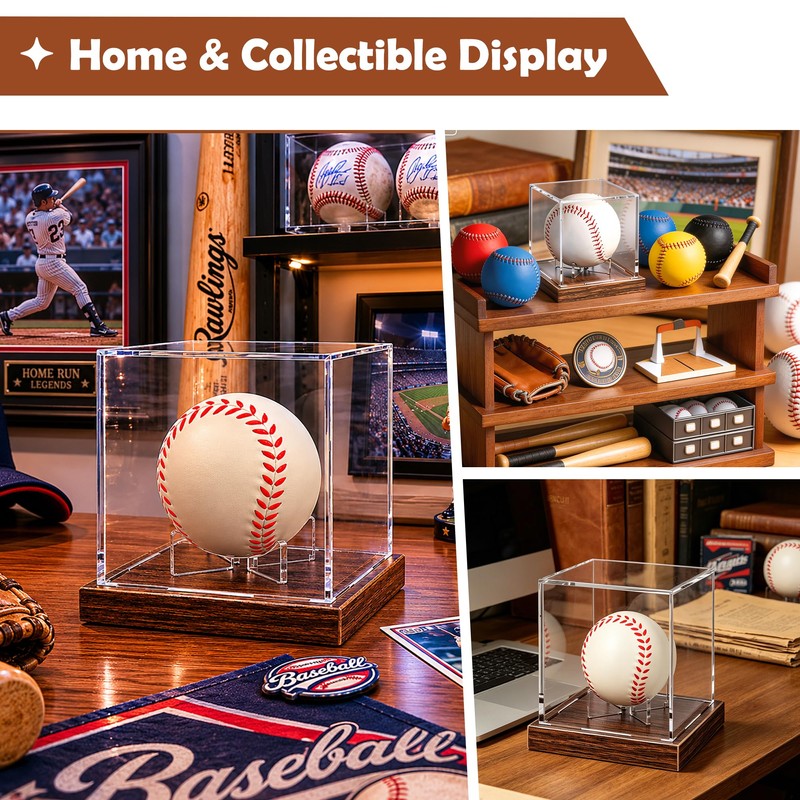 Paudao Baseball Display Case Full Size with UV Protection -