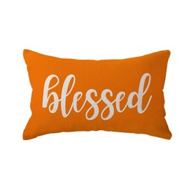 ULOVE LOVE YOURSELF Blessed Lumbar Throw Pillow Covers Farmhouse Rustic Decorative Rectangular/Waist Pillowcases 12 x 20 Inch Front/Porch Decor Cushion Covers Housewarming Gifts (Orange)