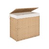 StorageWorks 130L Wicker Laundry Hamper with Lid, 2 Section Wicker