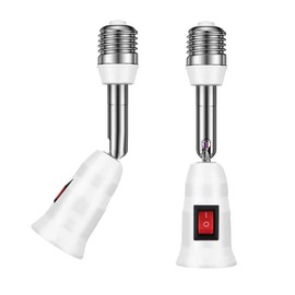 Jacqings 360 Degrees Adjustable E26 Socket Adapter with Independent Switch Control Light Bulb Socket, E26 Standard LED Bulbs 360 Degrees Adjustable 180 Degree Bendable (1 in 1)