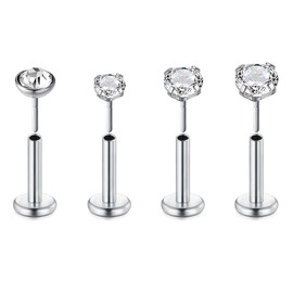 QWALIT Nose Studs 18g Nose Stud 18 Gauge Nose Stud Stainless Steel Nose Piercing Stud for Women Silver Stud Nose Ring Push in Nose Ring Threadless