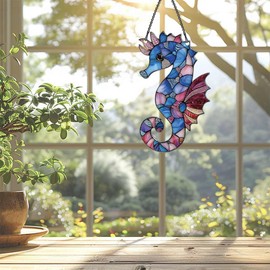 Seahorse Ornament Acrylic Window Hanging, Gift for Sea Animal Lovers, Home Wall Room Hanging Decor, Christmas Decorations