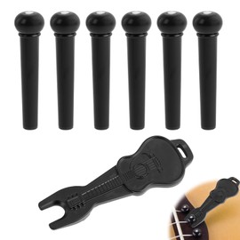 6PCS Acoustic Guitar Plastic Bridge Pins for String Replacement, Acoustic Guitar Bridge Pins Set with Bridge Pin Puller Tool,Fits Most 6-String Acoustic Guitars, Black Accessories for Maintenance