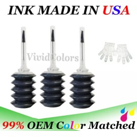 Vivid Colors 3x30ml Black Refill ink HP 67 67XL DeskJet 1255 2755 2752 2732 4155 4152 4140 SP