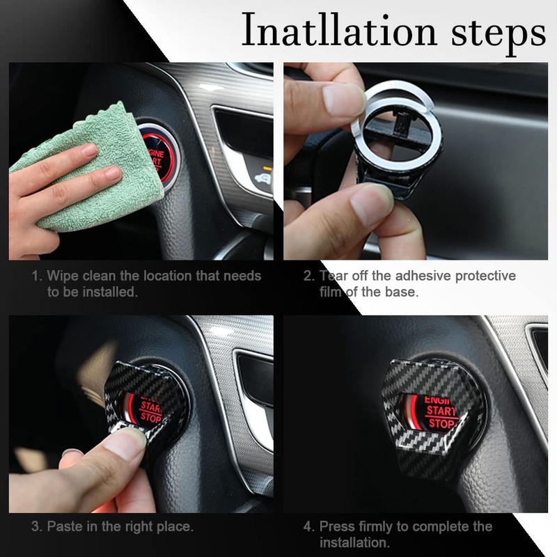 Middrivr Engine Start/Stop Button Cover, Carbon Fiber Zinc Alloy Car