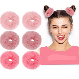 3Pairs Fuzzy Scrunchies Pom Pom Hair Tie Hair Bands Hair Rope Elastic Hair Ties Hair Bobbles Ponytail Holders Hair Accessories Hair Bobbles(Mixed Colors)