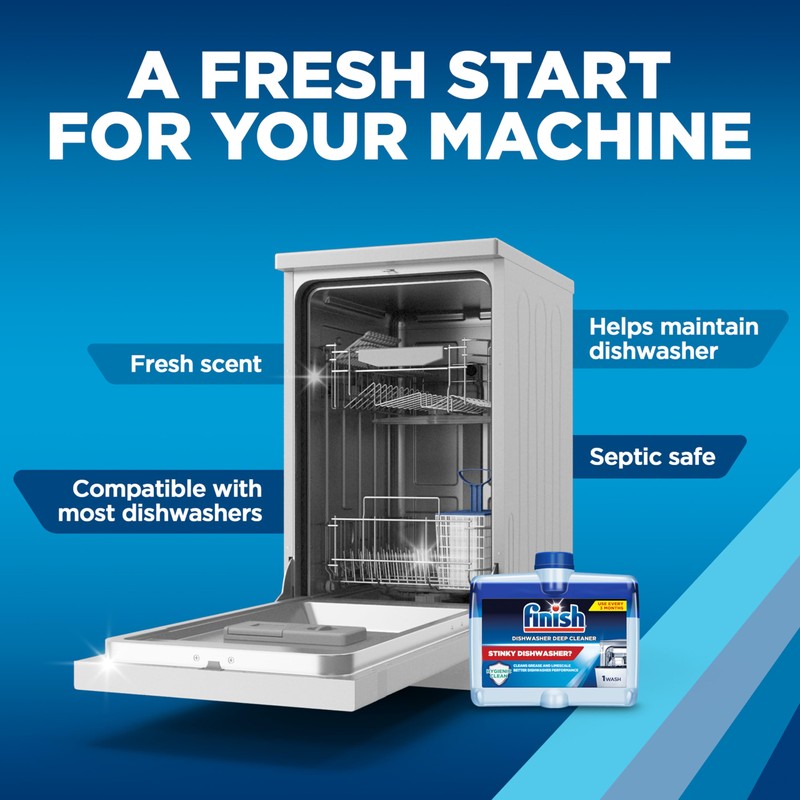 Finish Dishwasher Cleaner Liquid, Deep Cleans Hidden Grease & Limescale,