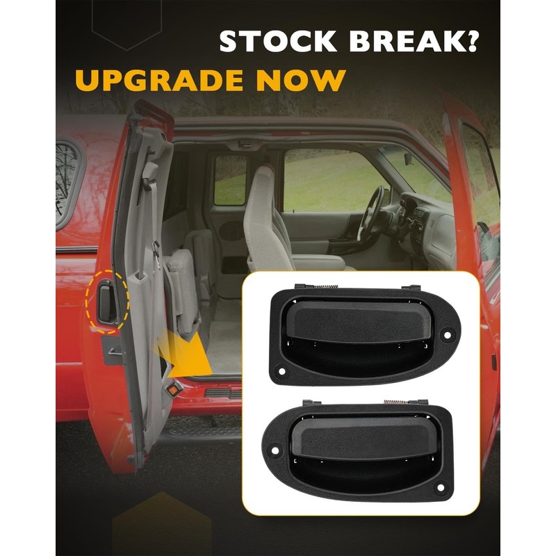 Interior Rear Door Handles, Compatible with 1993-2011 Ford Ranger, 1998-2000
