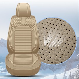 JIAMAOXIN Car Seat Covers Full Set Fit for Nissan Titan 2009-2024,Waterproof Laux Leather Seat Protectors for 5-Seat Vehicles(Beige)