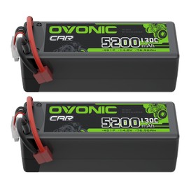 OVONIC 4S LiPo Battery 5200mAh 14.8V 130C RC Battery Hard Case with Dean-Style T Connector
