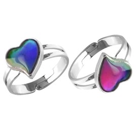 Acchen Mood Ring Heart Shaped Changing Color Emotion Feeling Finger Ring 2 Pcs with Box (Heart Shaped, Adjustable)