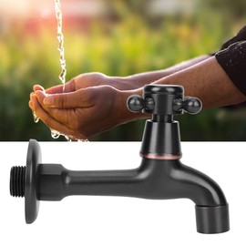 Grifo de montaje en pared, estilo retro, latón, manija única, grifo de apertura rápida, fregona, grifo de agua para piscina, hogar, jardín, uso(Long Faucet)