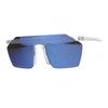 Blue Mirrored Lens Sunglasses Minimal Flat Top Rim Frost Square