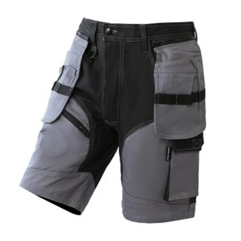 WORK IDEA Builder Work Shorts for Men - Durable Summer Combat Shorts - Multi Pocket Detachable Flight Pocket Shorts, gray