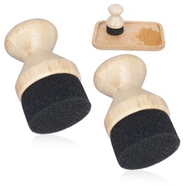 2pcs Cutting Board Oil Applicator, 3.35x1.97x1.97 Inch Wood Cutting Board Wax Applicator with Handle Cutting Board Applicator Accessories for Countertops (Wood Color)