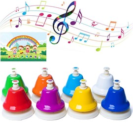 Desk Bells 8 Notes, Music Hand Bells Musical Percussion Instrument, Diatonic Musical Table Bells for Teaching Church Chorus, Preschool Musical Learning, Colorful Diatonic Handbells for Family Party
