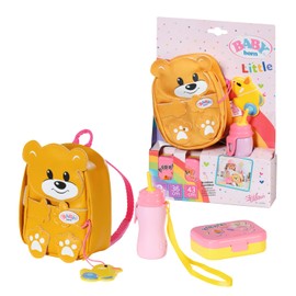 BABY Born BABY born Zapf Creation 834961 Kindergarten Rucksack Set 36 cm-gelber Puppenrucksack in Bärenform mit Lunchbox und Trinkflasche, Gelb