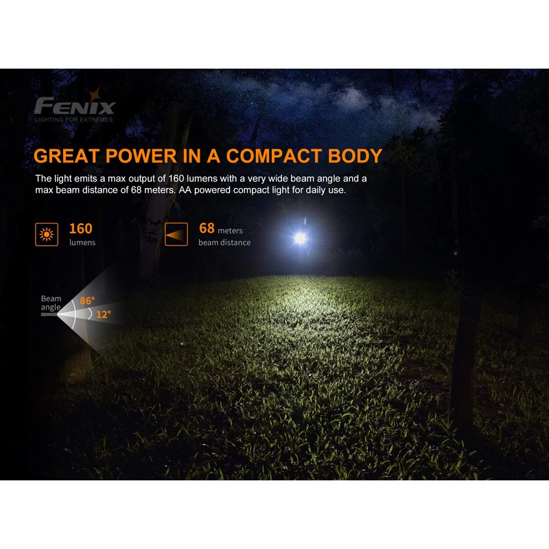 Fenix E12 V2 160 Lumen LED flashlight with EdisonBright AA