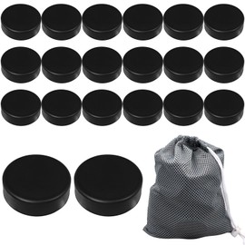20 Pack Ice Hockey Pucks, Foam Hockey Pucks Soft Hockey Puck Bulk with Reusable Mesh Bag for Practice and Classic Training, Diameter 3", Thickness 1", Black