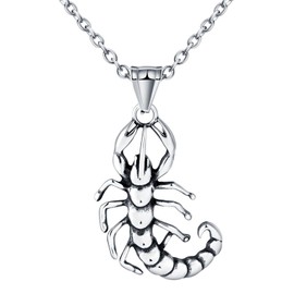 INFINIONLY Creative Men's Stainless Steel Chains Vintage Scorpion Necklace Pendant with 55 cm Chain Fashion Decoration for Teenagers, Stainless Steel