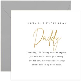 Old English Co. Special Birthday Card for Daddy from Baby - Poem First Birthday As a Daddy Card for Him - Keepsake Birthday Card for Daddy from Son Daughter | Blank Inside Envelope