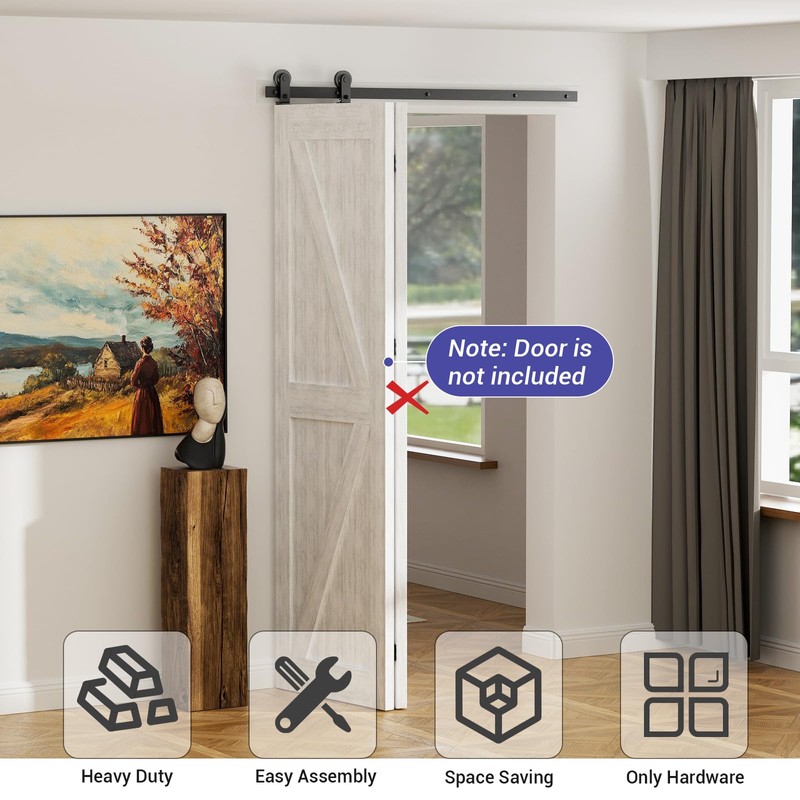 CCJH 36" Bi-Folding Sliding Barn Door Hardware Kit for 2