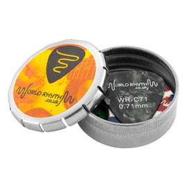World Rhythm WR-C71 Guitar Picks with Storage Tin - 12 0.71mm Celluloid Guitar Plectrums