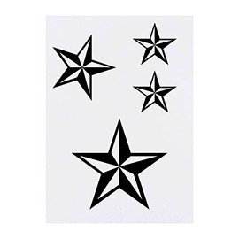 4 x 'Nautical Star' Temporary Tattoos - Water Resistant, Skin-Safe, Non-Toxic Transfers, Mixed Sizes (TO00057200)