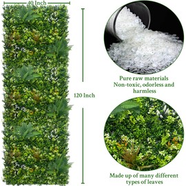 ODTORY Artificial Grass Boxwood Hedges Wall Panels,40'' x 120'' in(33.5 sqft) Faux Greenery Ivy Privacy Fence Screen Backdrop with UV Protection for Garden Covering Privacy, Outdoor Indoor Decor