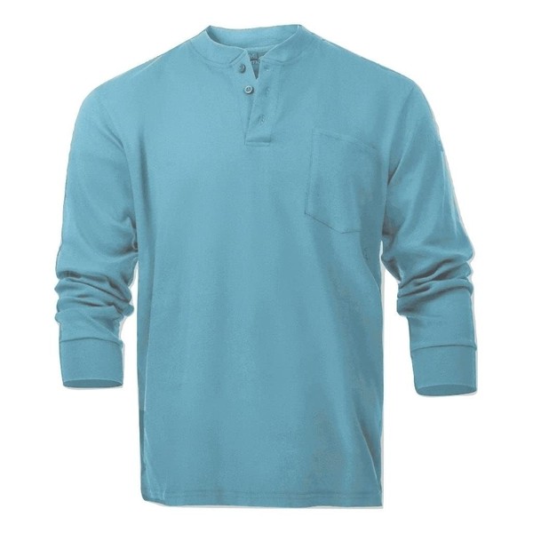 Just In Trend- Camisetas resistentes al fuego FR Henley Style, Azul claro, Mediano