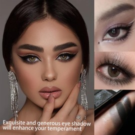 12 Colours Long-Lasting Blendable Eyeshadow - Brown and Black with Highly Pigmented Glitters, Shimmers and Mattings - Eye Makeup