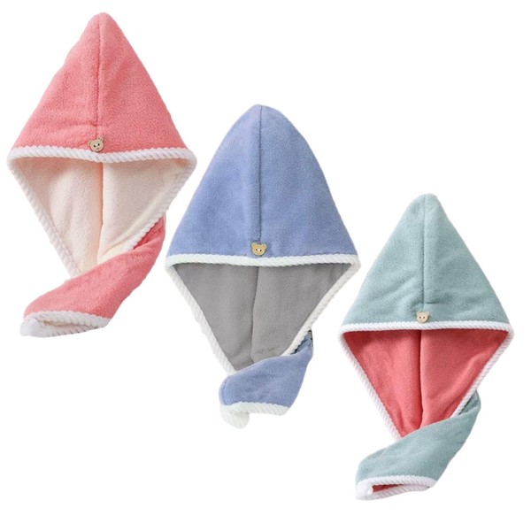 Hair Dry Towel, Dry Cap, Set of 3, Quick Drying,