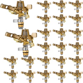 Ferraycle 24 Pieces 1/2 Inch Brass Impact Sprinkler Head with Nozzles Heavy Duty Adjustable 0-360 Degrees Impulse Sprinkler Head Lawn Watering for Yard Irrigation