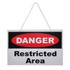 Restricted Area Sign Hanging White High Danger Keep Out Contrast