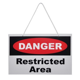 Restricted Area Sign Hanging White High Danger Keep Out Contrast Warning Safety Door Notice