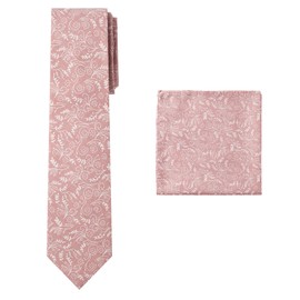 Jacob Alexander Matching Men's Floral Reg Neck Tie and Hanky - Dusty Rose