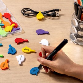 Trilancer Cable Labels, Cable Labelling, Reusable, Pack of 32, Multicoloured Writeable Cable Labels - 3 cm x 2 cm Writing Surface for Identifying Cables, Large, Wires, Versatile