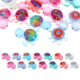 TIESOME 14 Pcs Luminous Resin Turtles, Mini Resin Turtles 7 Colors Mini Figurines Glow in The Dark Sea Animal Decor for Fish Tank Fairy Garden Micro Landscape DIY Crafts