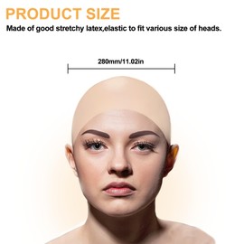 FSWWSF Latex Bald Cap 2 Pieces Bald Cap Wig Bald Head for Makeup Adult Bald Cap for Party, Cosplay, Stage Performances, Masquerade