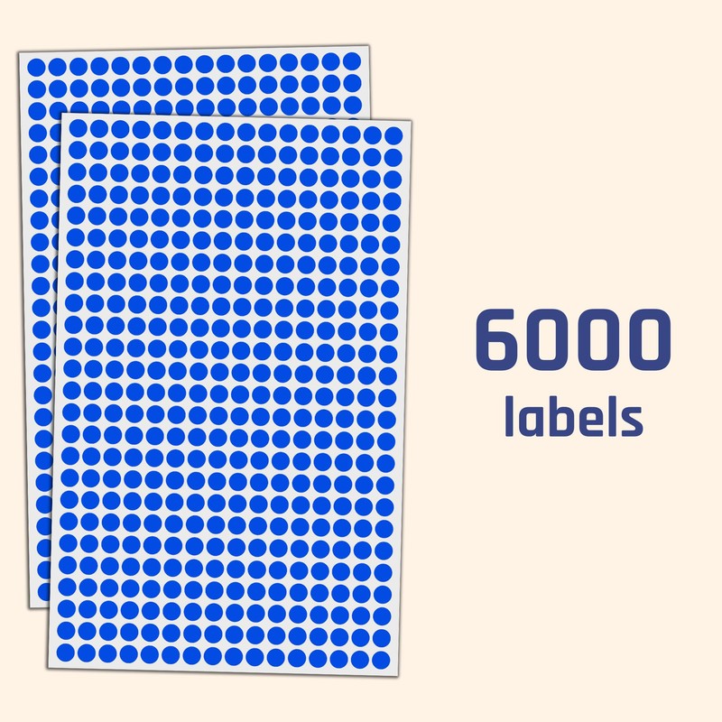 6000 Pack - 1/4" Small Dot Stickers Round Circle Labels