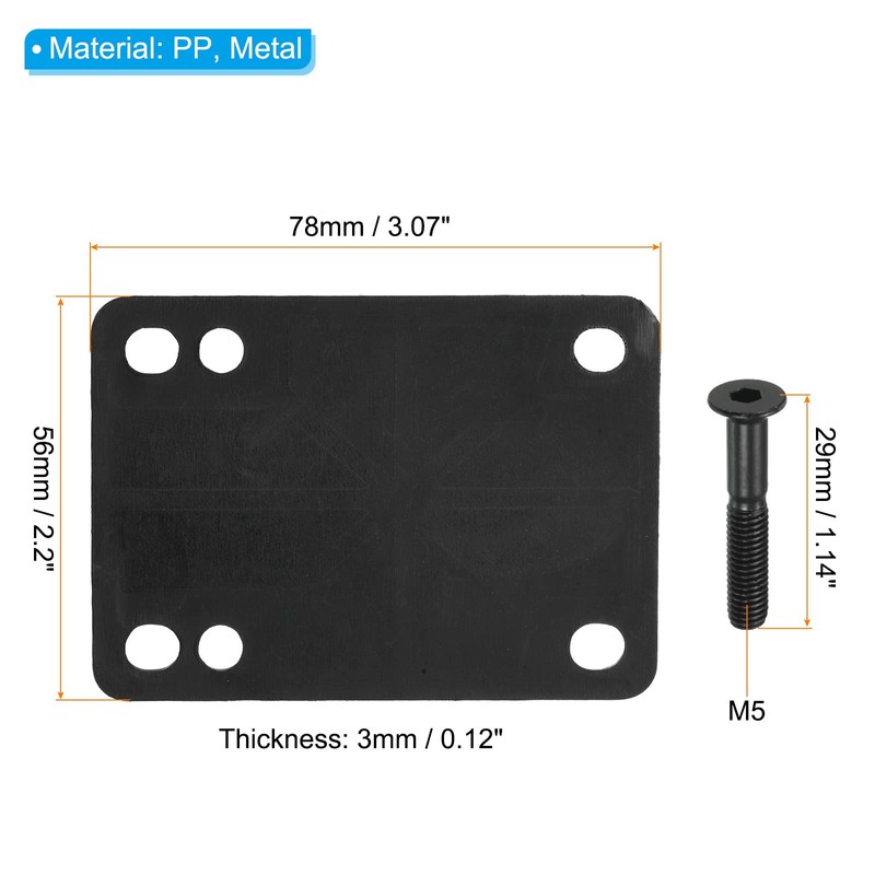 PATIKIL スケートボードライザーパッドネジセット 2個 3 mm ロングボード ショックライズパッド 取り付けネジ付き ナットハードウェア修理キット クルーザー用