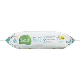 Seventh Generation Baby Wipes Unscented 64 Count Gentle Hypoallergenic Care
