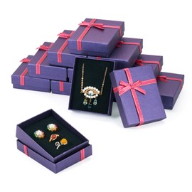 Cheriswelry 12Pcs Gift Box for Valentines Wedding Birthday Cotton Filled Small Gift Boxes with Lids Necklace Bracelet Earring Box 2.64"x3.43" for Holiday Decoration