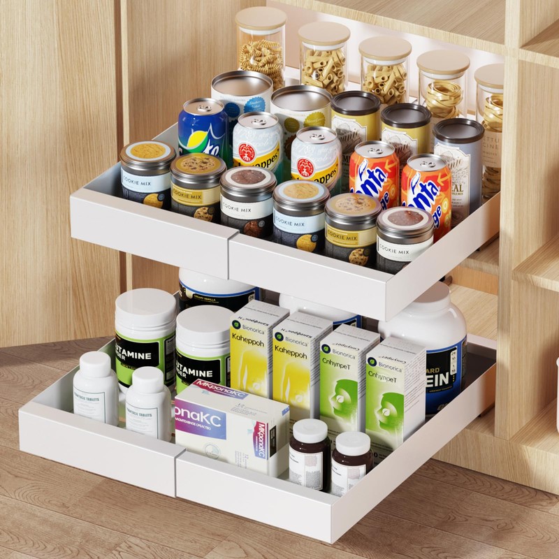 Delamu Pull Out Cabinet Organizer, 21" Deep Pull Out Drawers