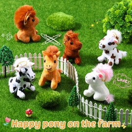 Aoriher 24 Pcs Horse Plush Stuffed Animal Bulk 3.15 Inch Plush Horse with Detachable Chain Mini Standing Stuffed Keychain Toys for Animal Farm Theme Party Favor Birthday Decor