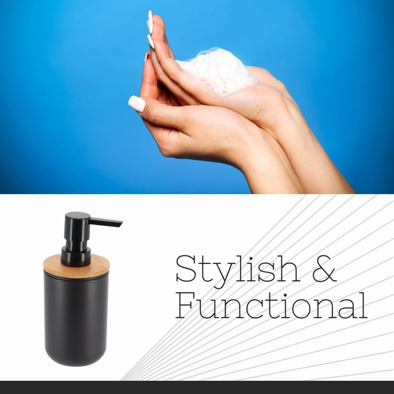 Black Soap and Lotion Pump Dispenser Padang with Bamboo Top