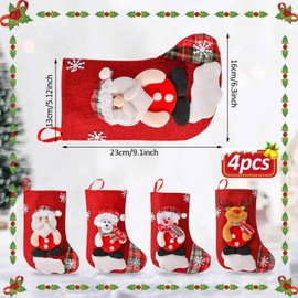 Kendwing Christmas Stocking, 4 Pieces Christmas Stockings, Christmas Stockings for Hanging, Christmas Stocking Gift Bag, Christmas Fireplace Decorations, Christmas Stockings to Fill Gift, Christmas