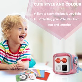 Transparent Carrying Case for YOTO Mini - Audio Music Players, Portable Storage Small Bag Compatible with Yoto Mini and Cards, Mini Organizer with Hand Strap and Adjustable Shoulder Strap, Pink